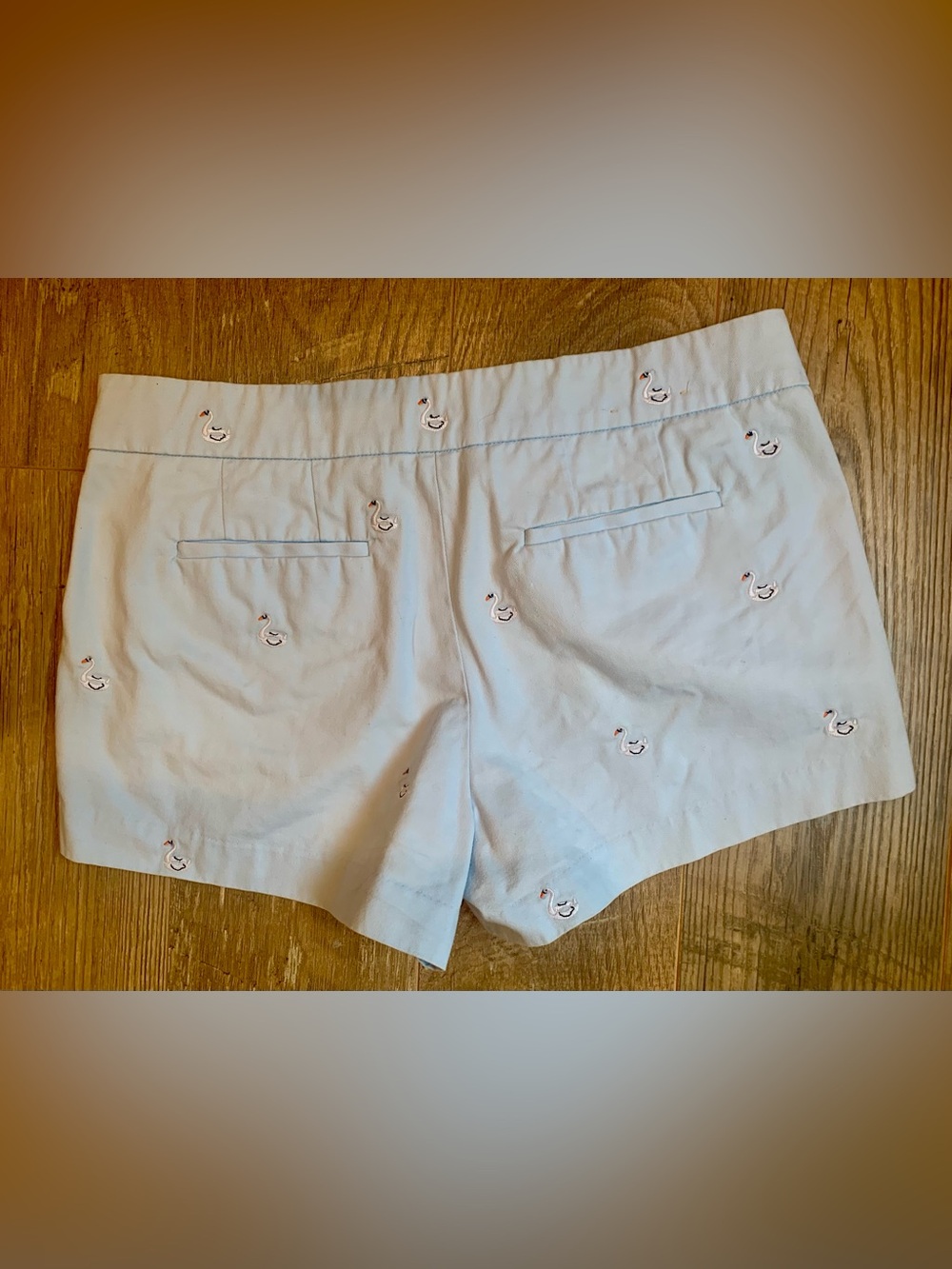 J. Crew Light Blue Embroidered Swan Shorts - 6 - Picture 4 of 9